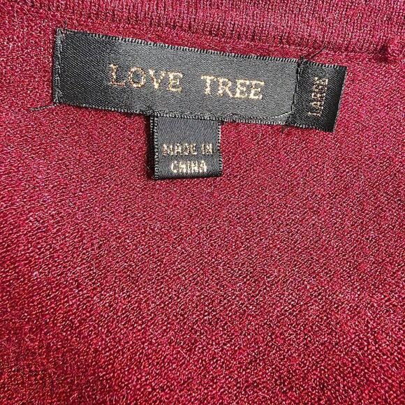 Love Tree Maroon Open Front Long Cardigan Large - Picture 4 of 6